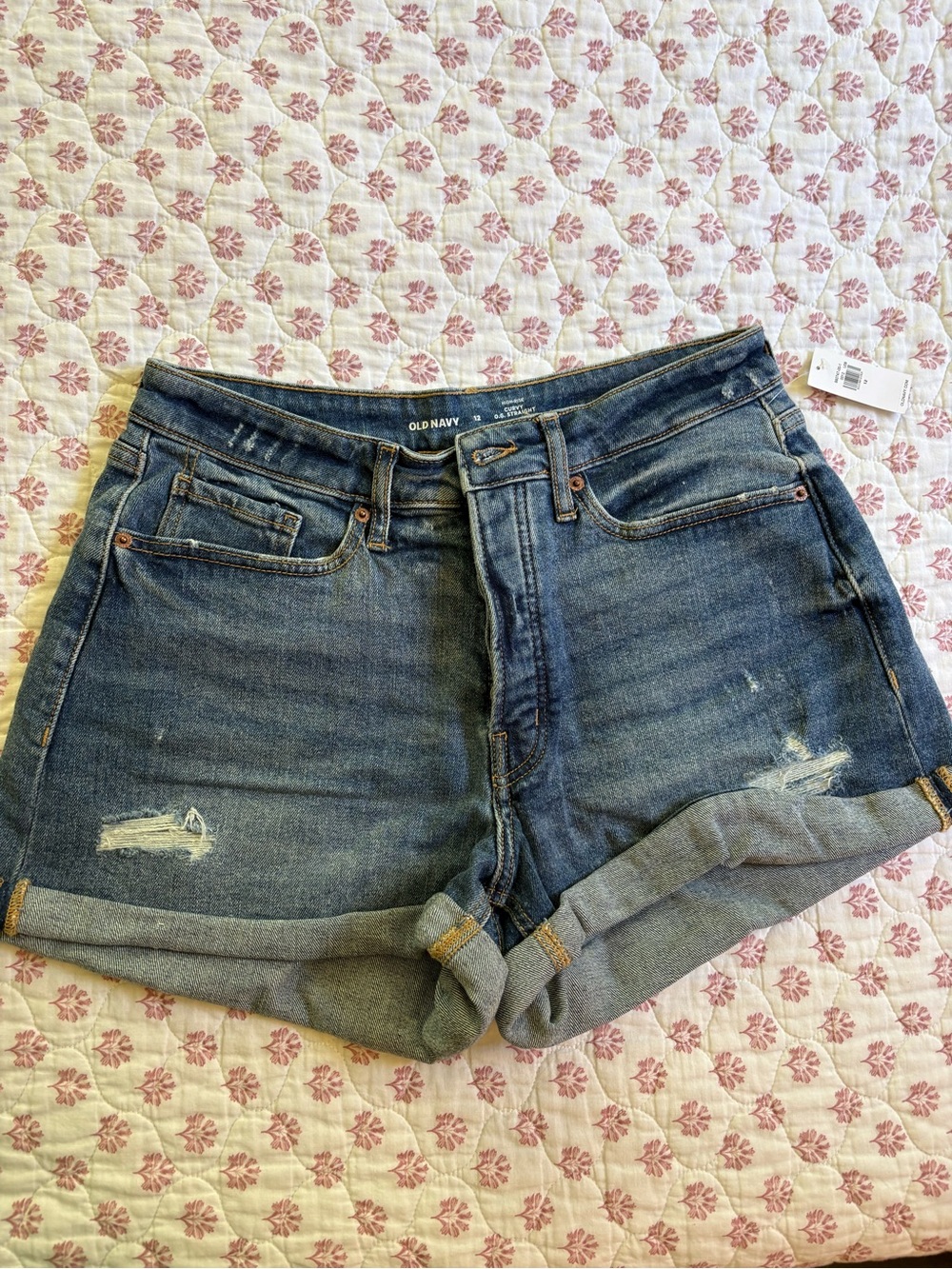 NWT Old Navy Women's Dark Blue Denim Roll-Cuff Shorts
